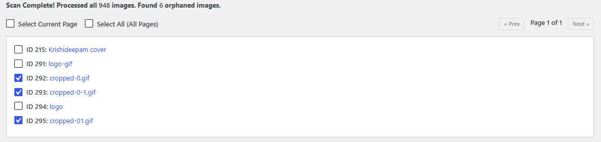 Pagination & Selection UI - Browse discovered orphans with page-by-page selection.