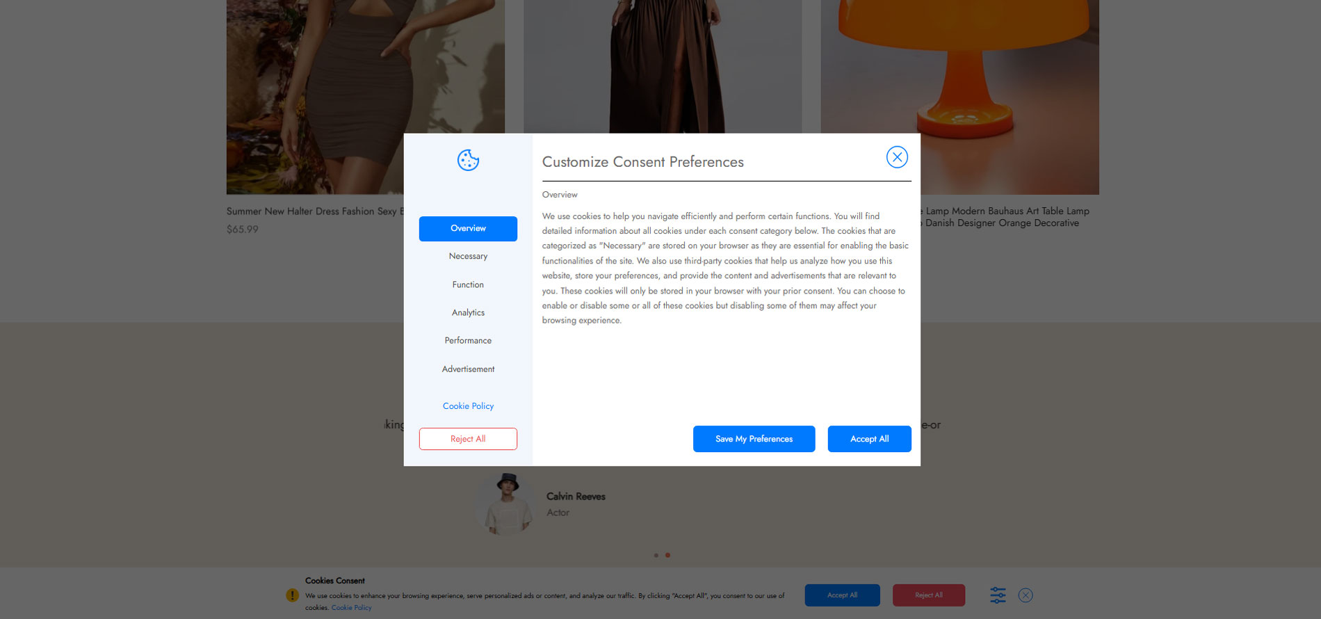 Setting popup category with tab