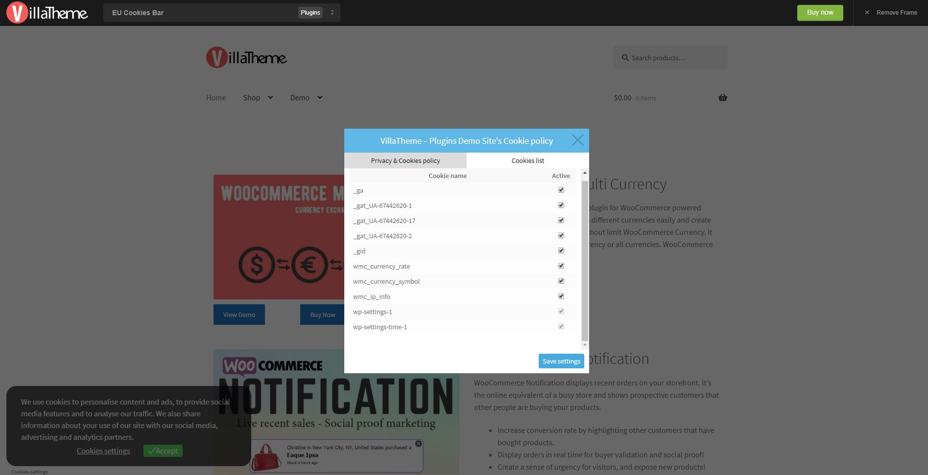 Visitors can views cookies list and change their mind whenever they want