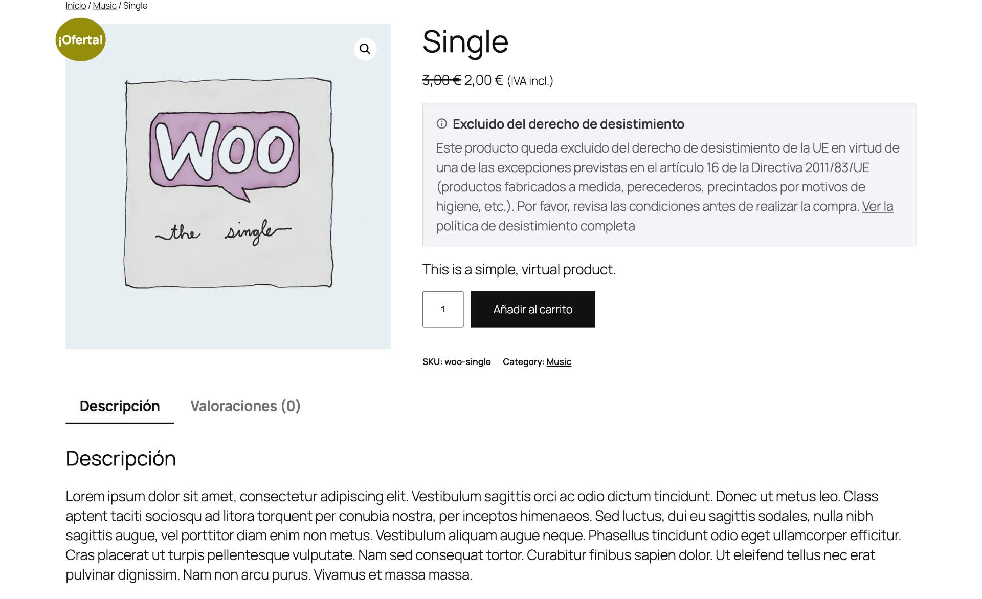 Excluded products notice rendered on the public single product page (between price and add-to-cart button).