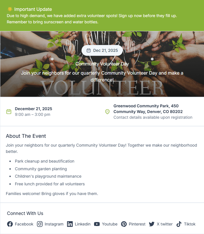 Event List - Modern card layout with search and filtering