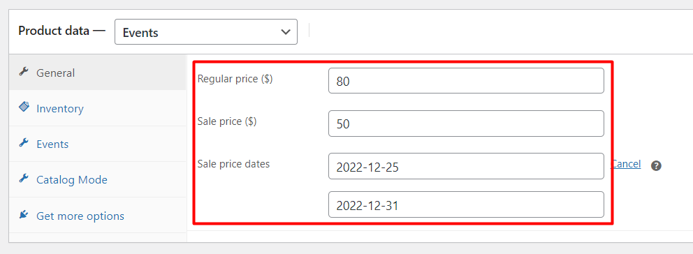 Schedule the sale price