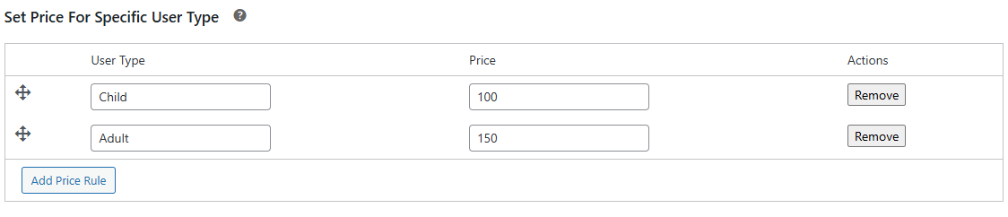 Product Data - Event Settings - Frontend Set Price For Specific User Type