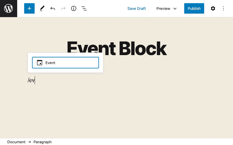 Customizing the Event Block