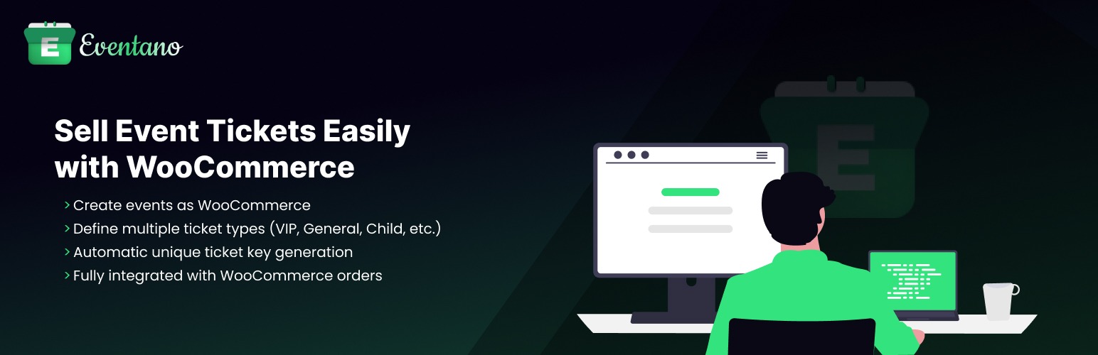 WordPress 外掛 Eventano – WooCommerce Event Management & Ticketing Plugin 的封面圖片。