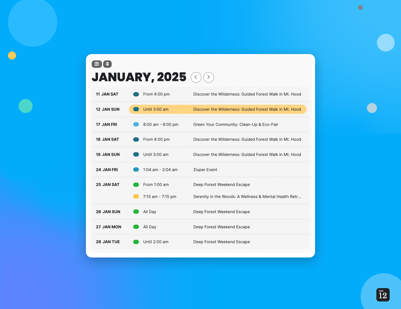 Schedule view design