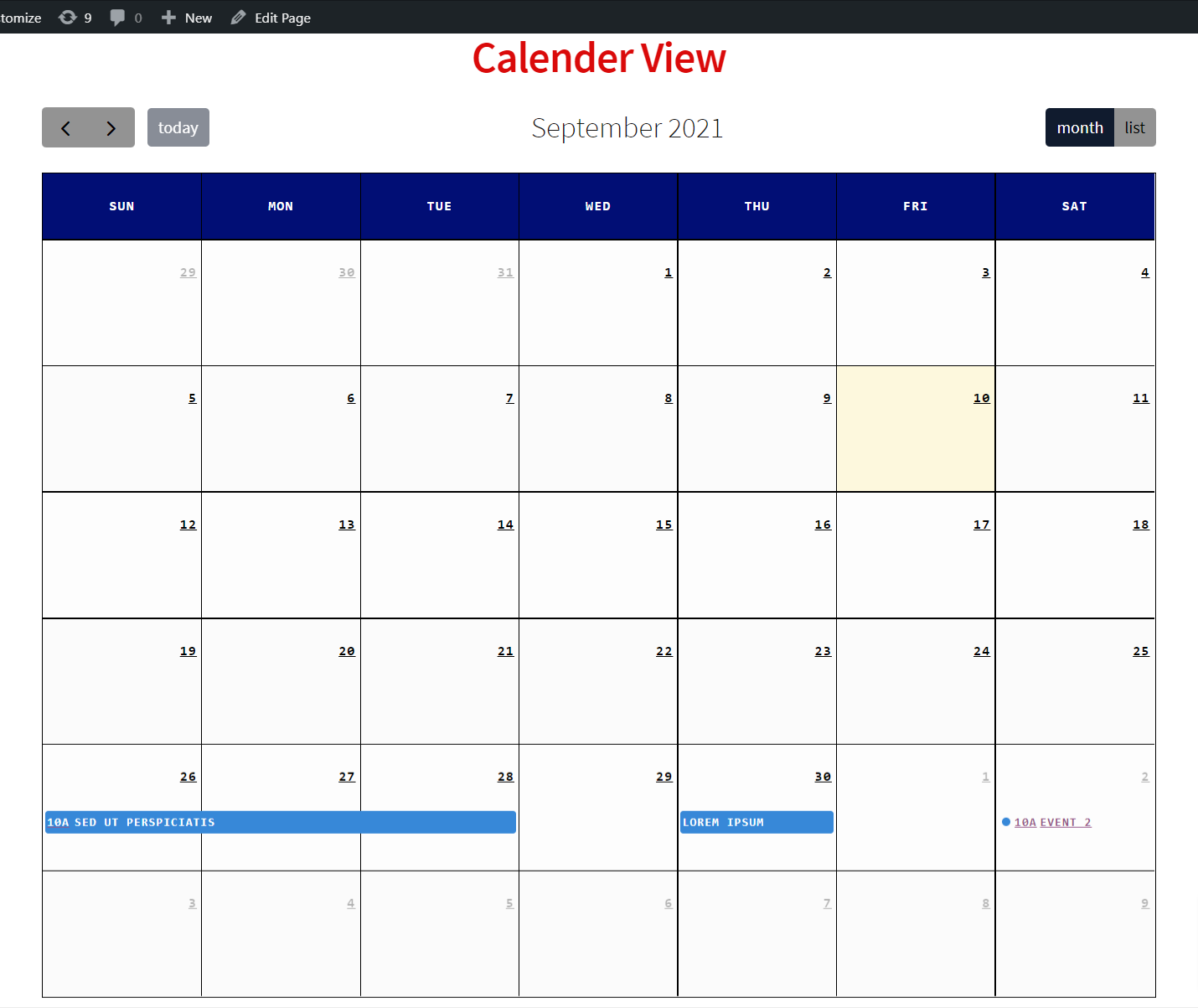 Calender View