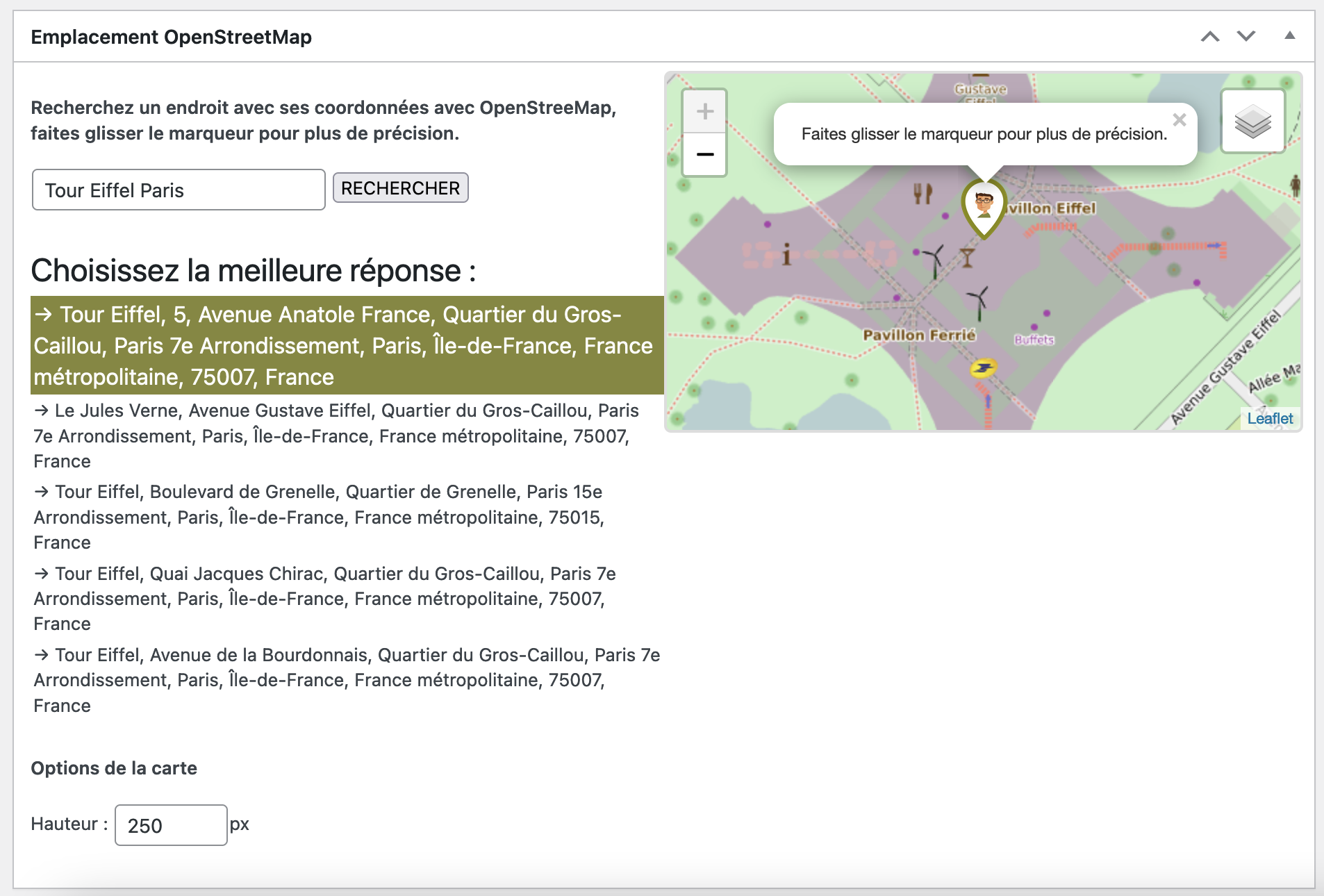 Events Manager OpenStreetMap