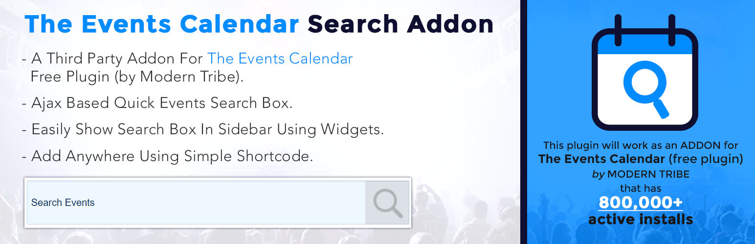 WordPress 外掛 Events Search For The Events Calendar 的封面圖片。