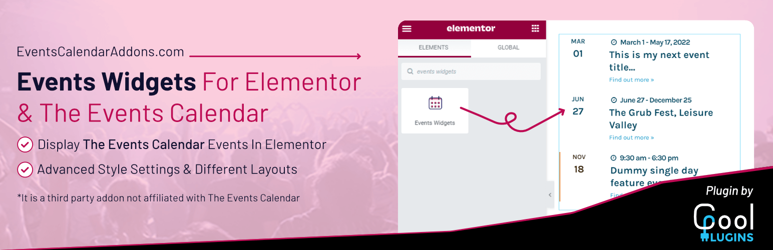Events Widgets For Elementor And The Events Calendar