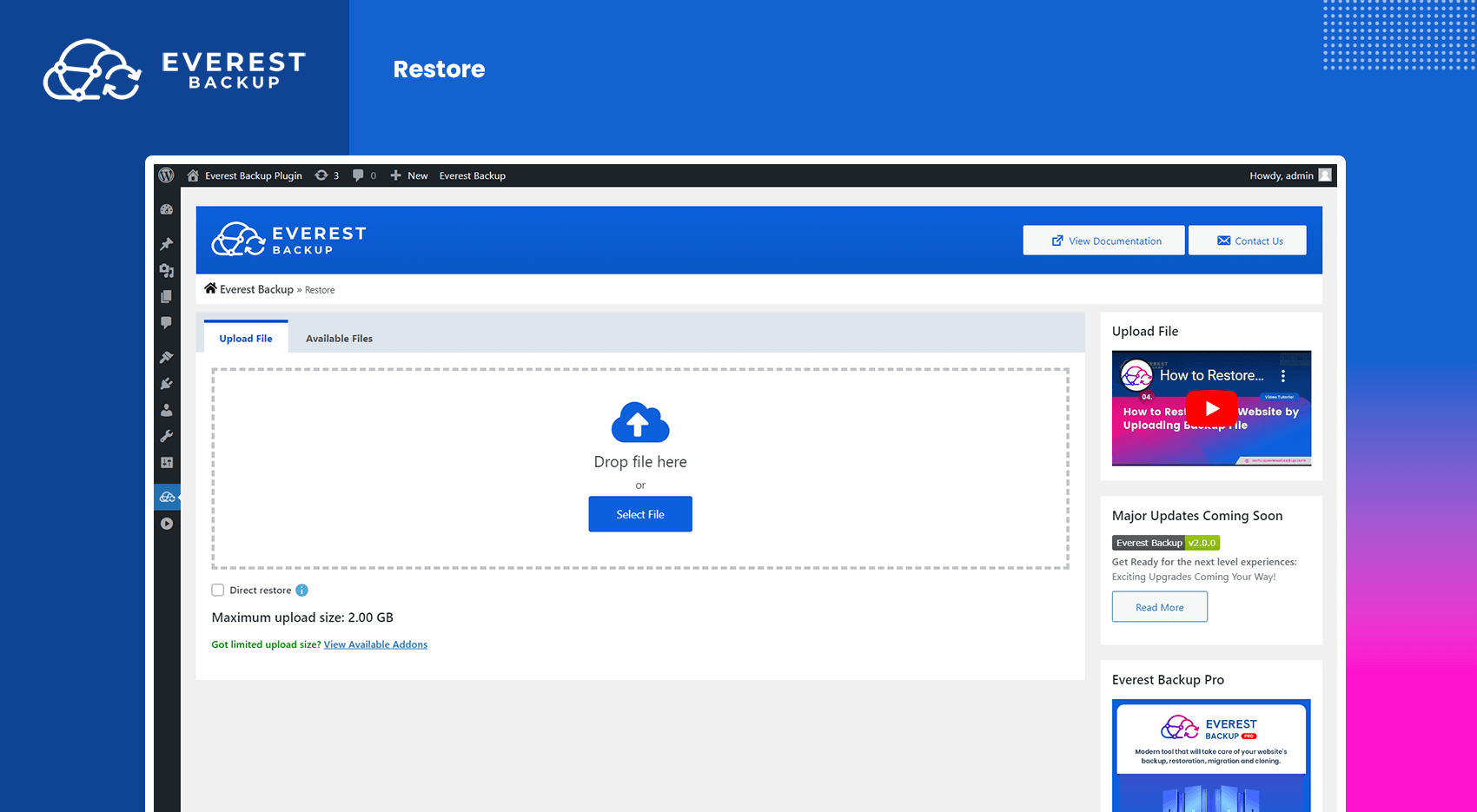 Everest Backup – WordPress Cloud Backup, Migration, Restore & Cloning Plugin
