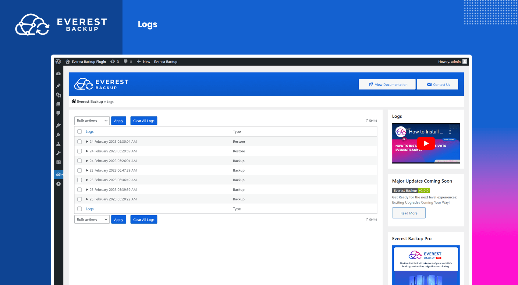Everest Backup – WordPress Cloud Backup, Migration, Restore & Cloning Plugin