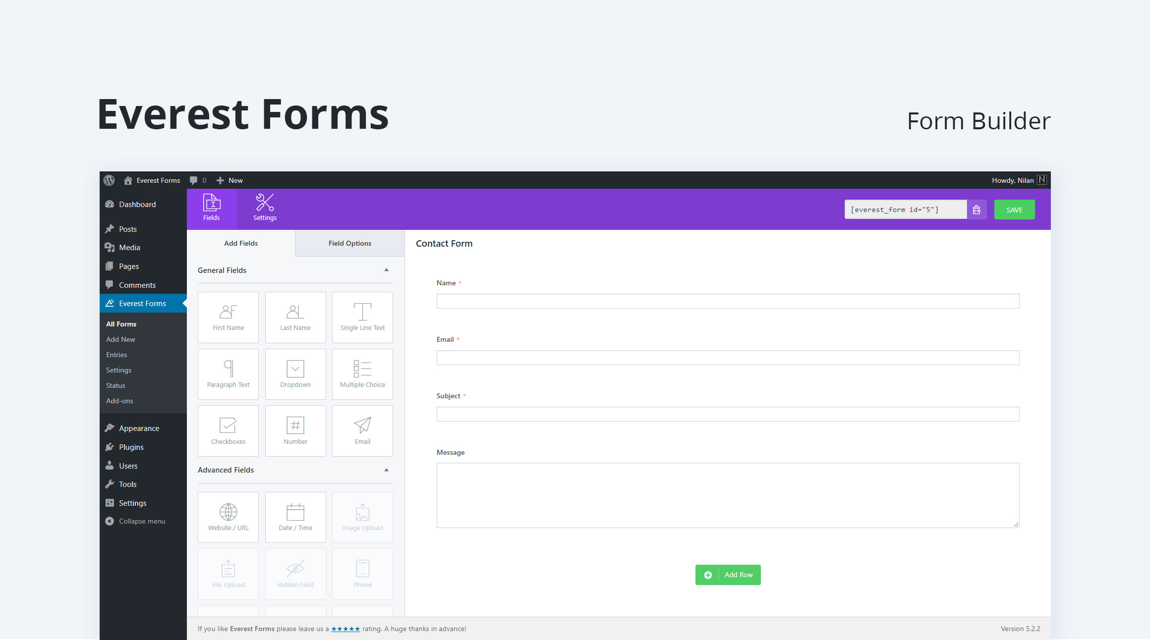 Everest Forms – Build Contact Forms, Surveys, Polls, Quizzes, Newsletter &amp; Application Forms, and Many More with Ease!