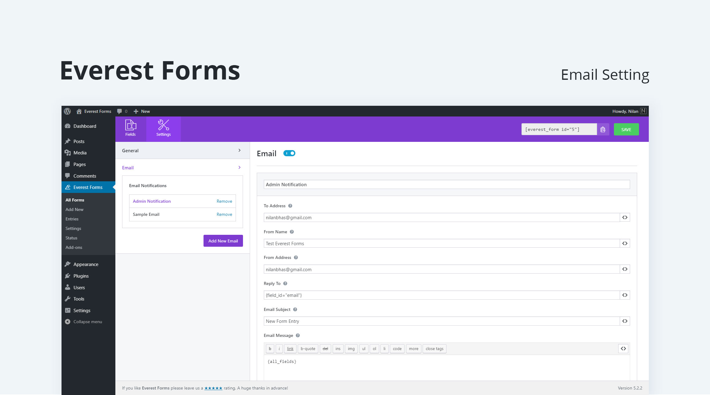 Everest Forms – Build Contact Forms, Surveys, Polls, Quizzes, Newsletter & Application Forms, and Many More with Ease! Screenshot