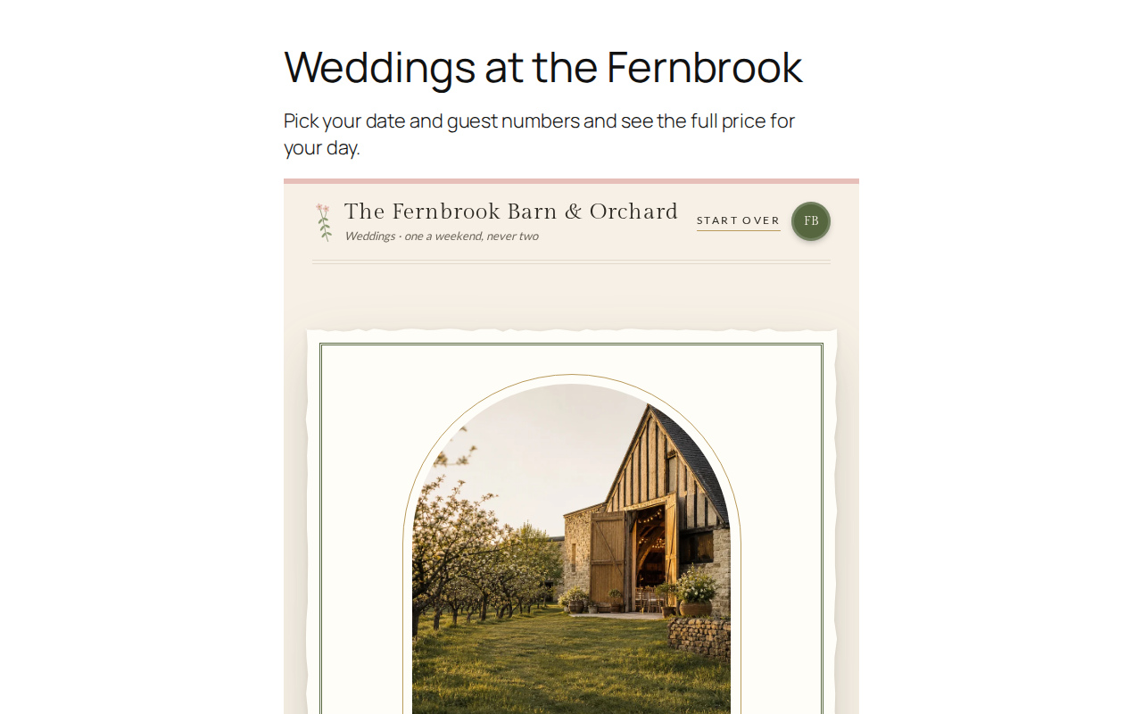 A booking page inside a WordPress page.