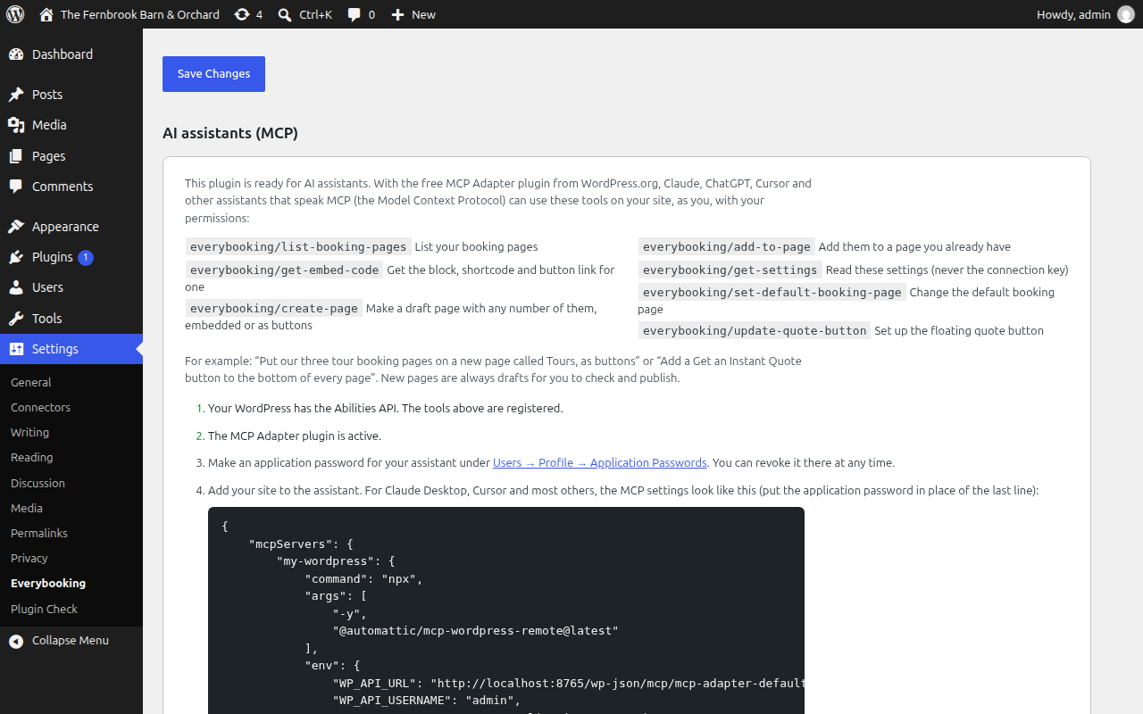 Ready for AI assistants: the tools Claude, ChatGPT and other MCP clients can use, and how to connect them.