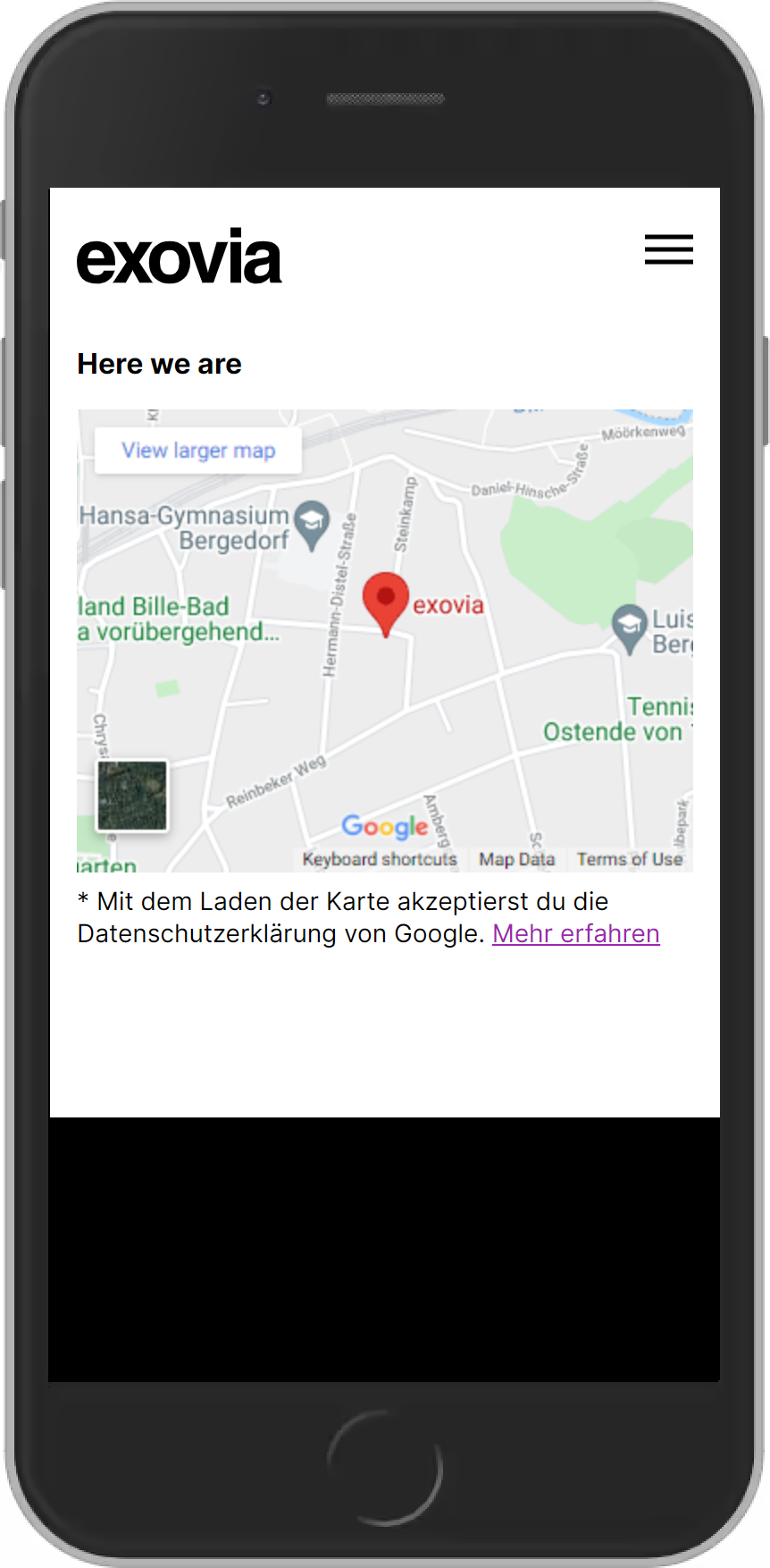 mobile view of your map - now after user approval and connection to Google.