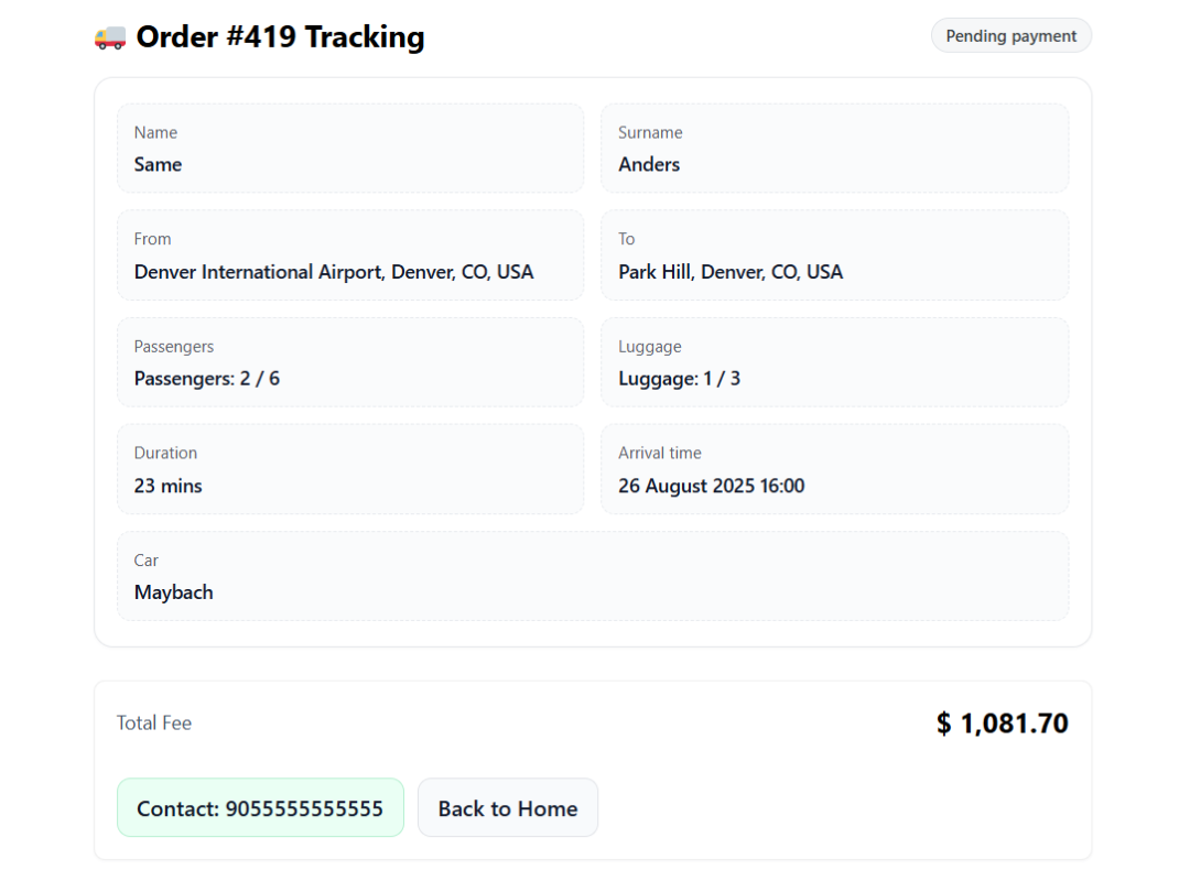 Checkout and payment page