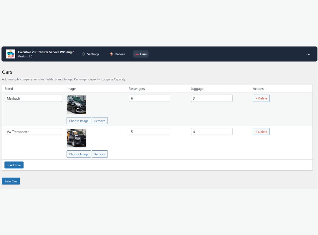 Vehicle management (Pro)