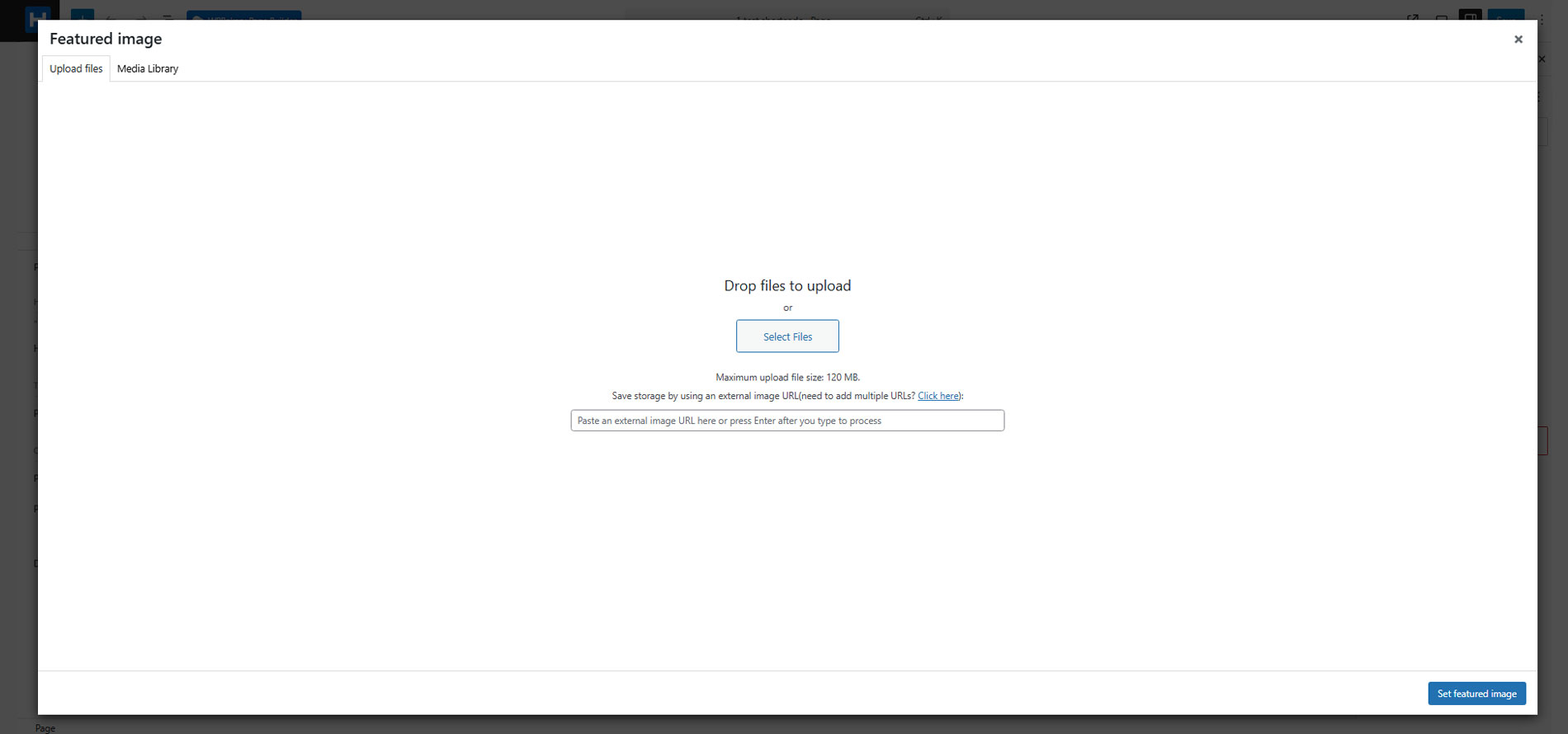 Add image using external link on upload popup