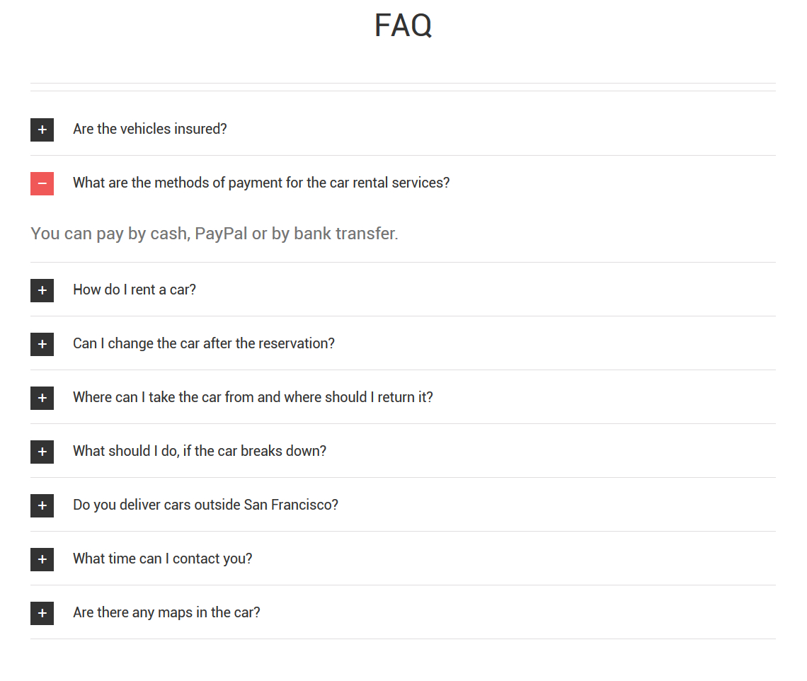 Expandable FAQ