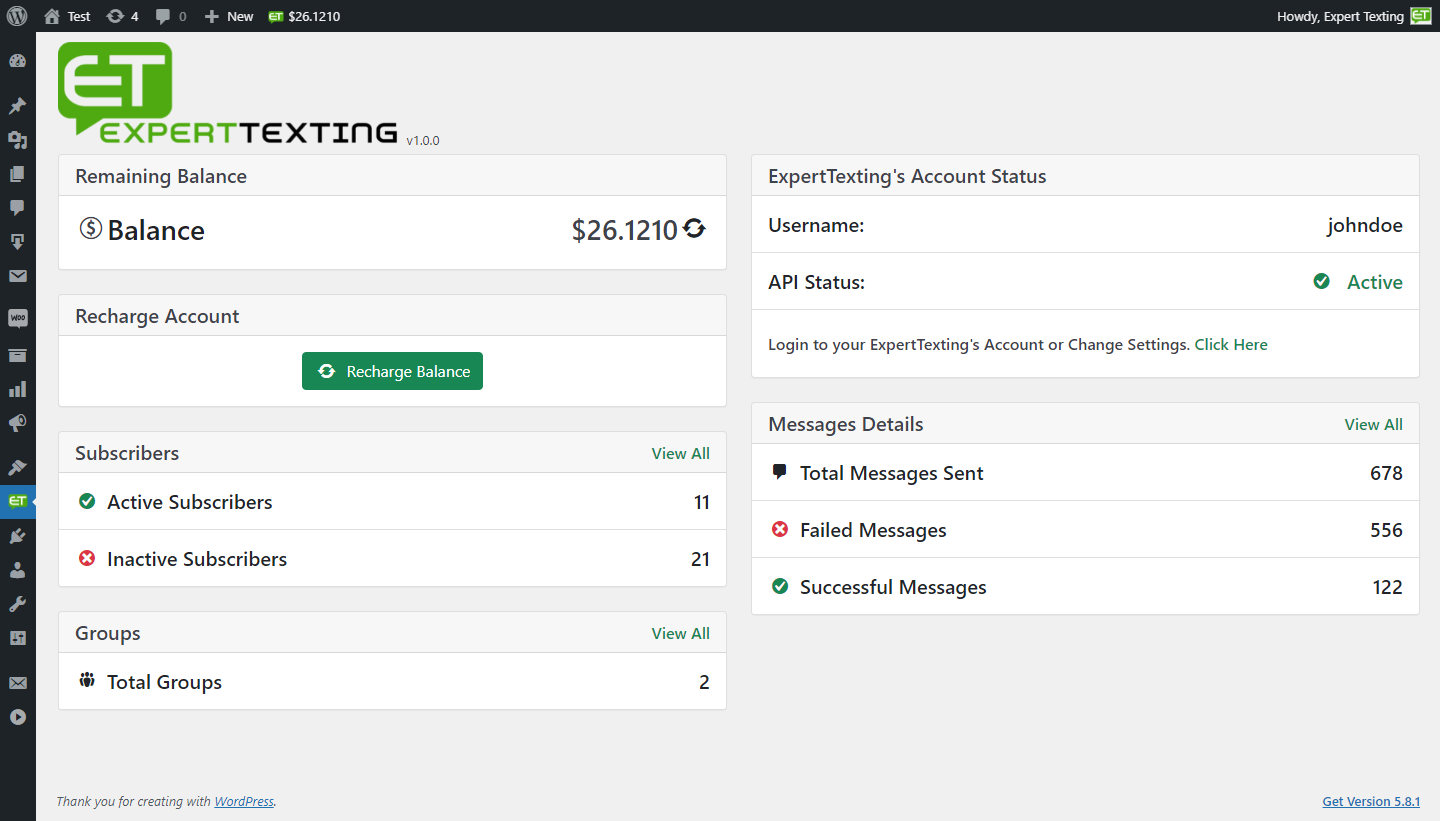 ExpertTexting Dashboard