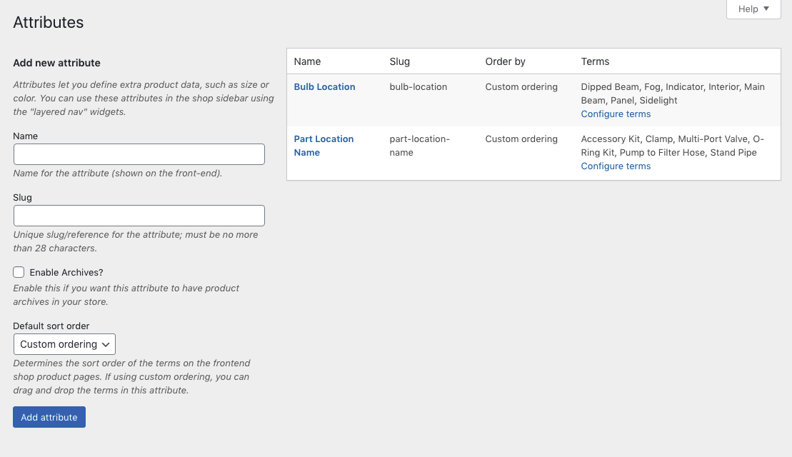 Create product attribute.
