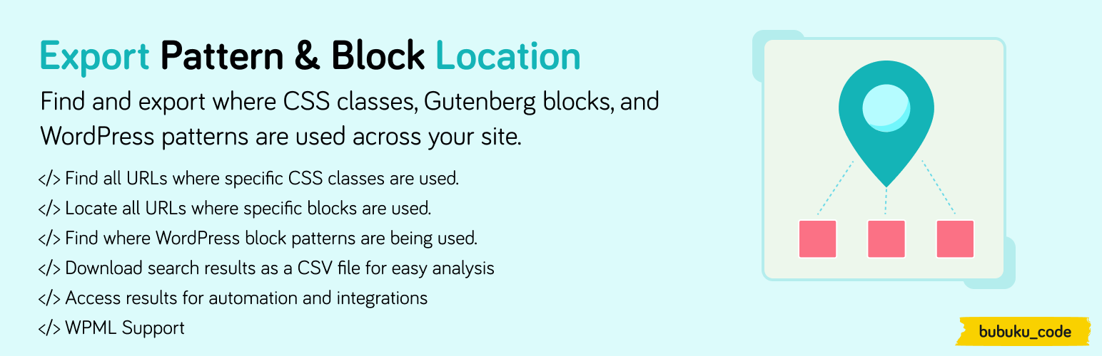 WordPress 外掛 Export Pattern & Block Location 的封面圖片。