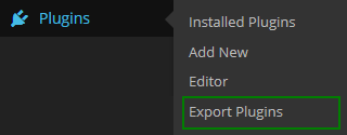 Option of "Export plugins" in the "Plugins" menu.