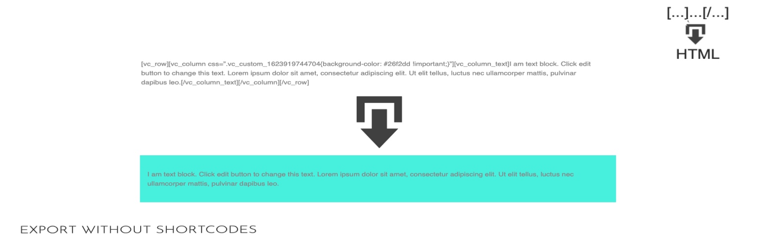 Export Without Shortcodes: convert to pure HTML the exported content