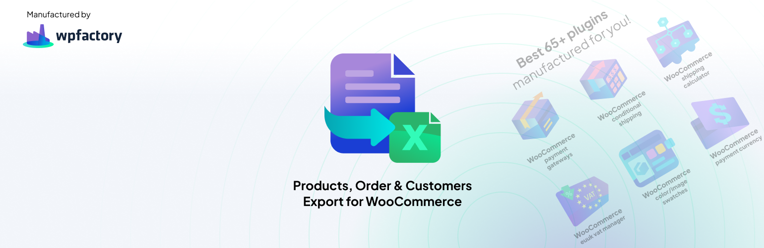WordPress 外掛 Export Products, Orders & Customers for WooCommerce 的封面圖片。