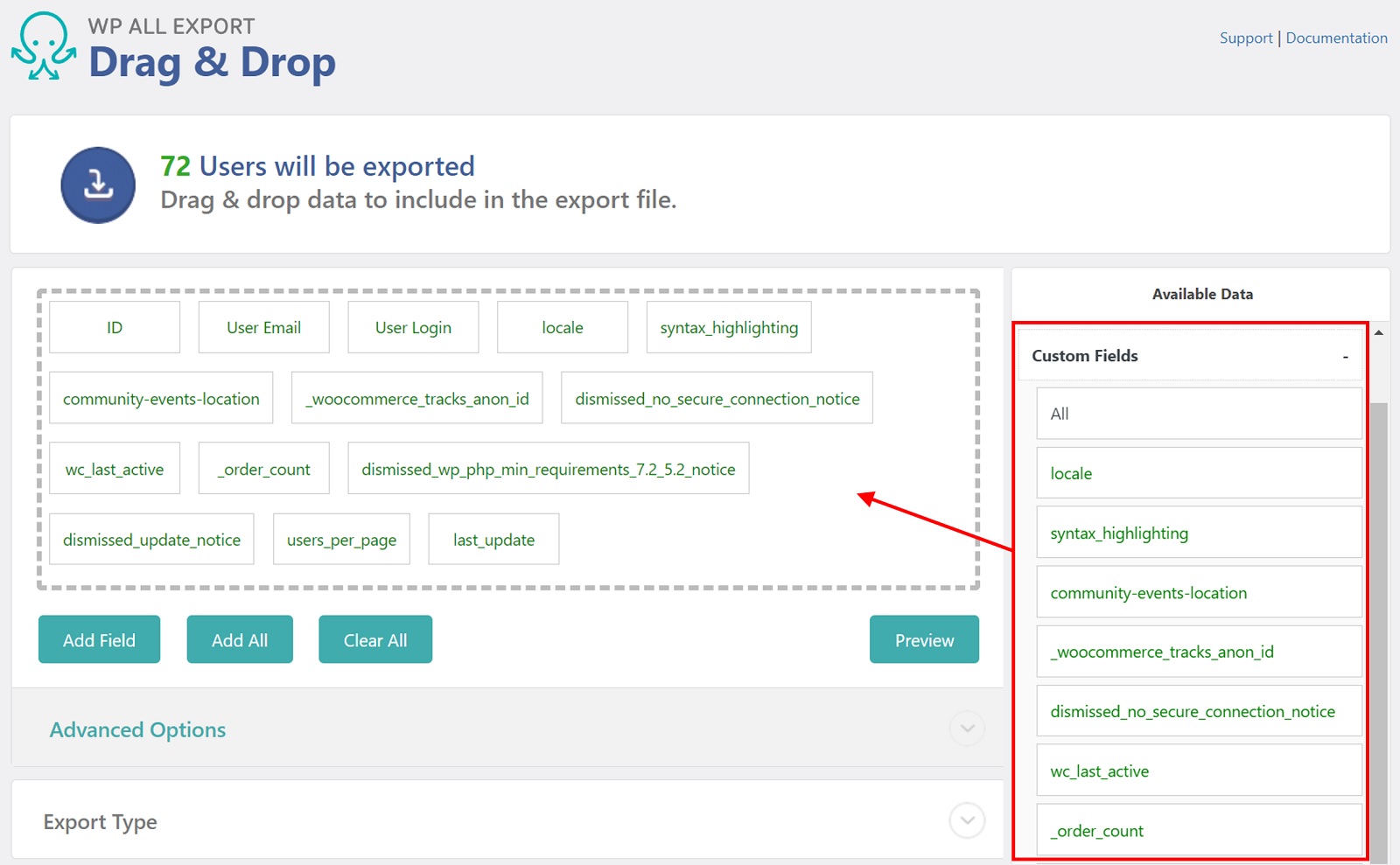 WordPress User Export Combination Filter