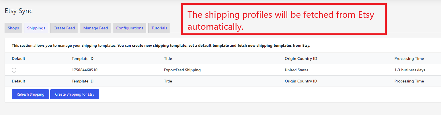 Create new shipping or select your existing shipping rules pulled from Etsy