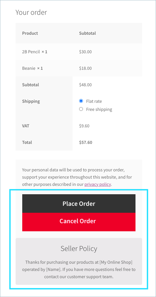 PayPal-Order review page