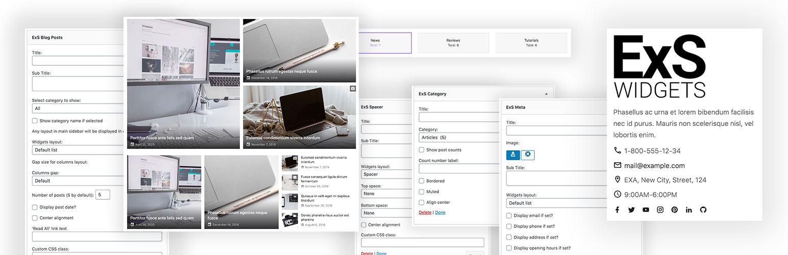 WordPress 外掛 ExS Widgets 的封面圖片。