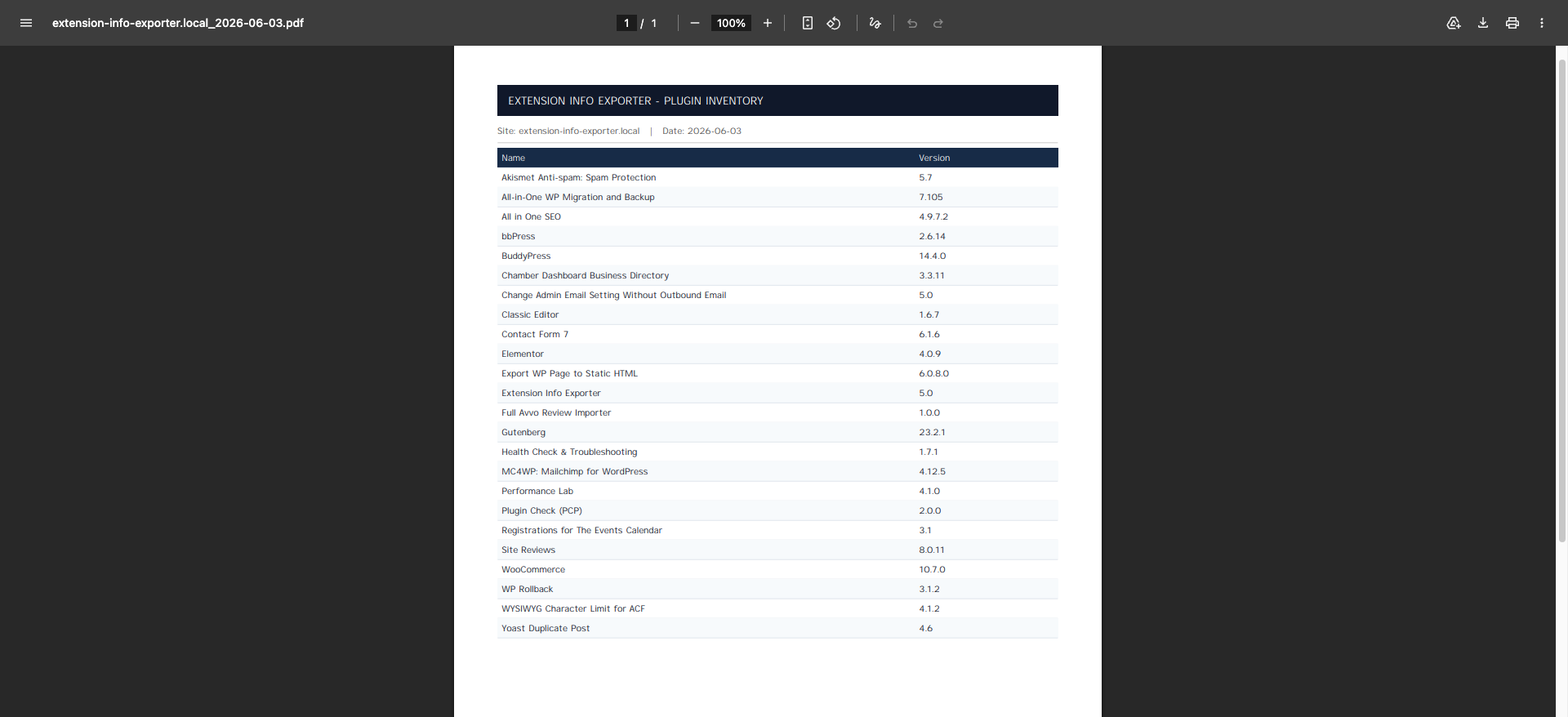 PDF Report – Professional PDF export with dynamic Portrait/Landscape orientation, proportional column widths, and elegant table formatting
