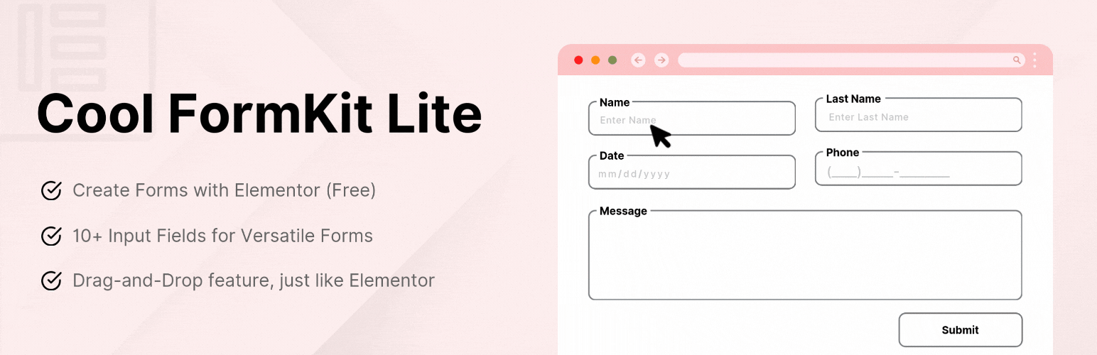 WordPress 外掛 Cool FormKit Lite – Elementor Form Builder 的封面圖片。
