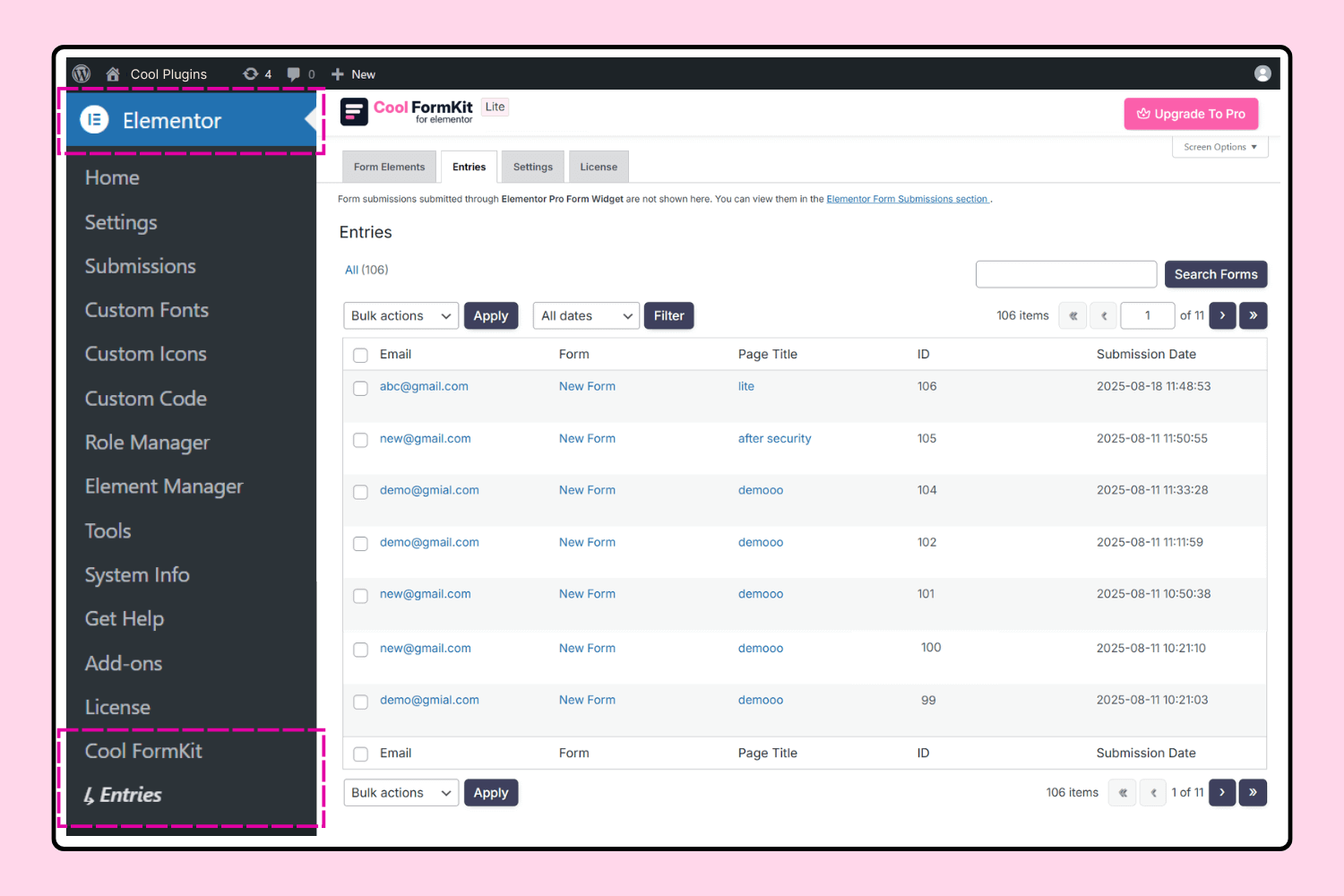 Save form entries and submissions in WordPress