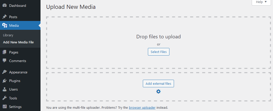 External files in media library