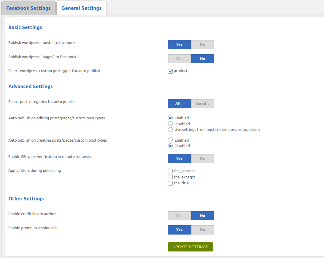 This is the general settings section.