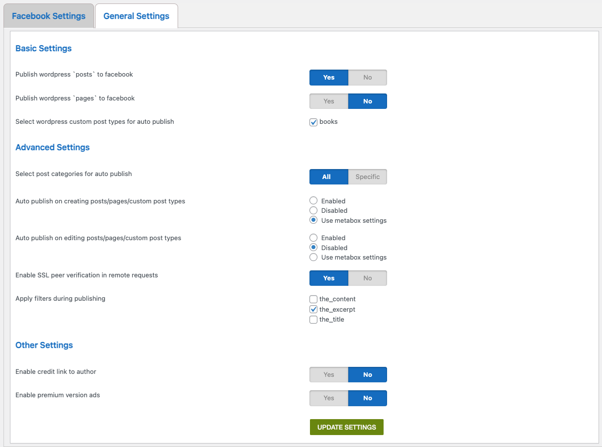 This is the general settings section.