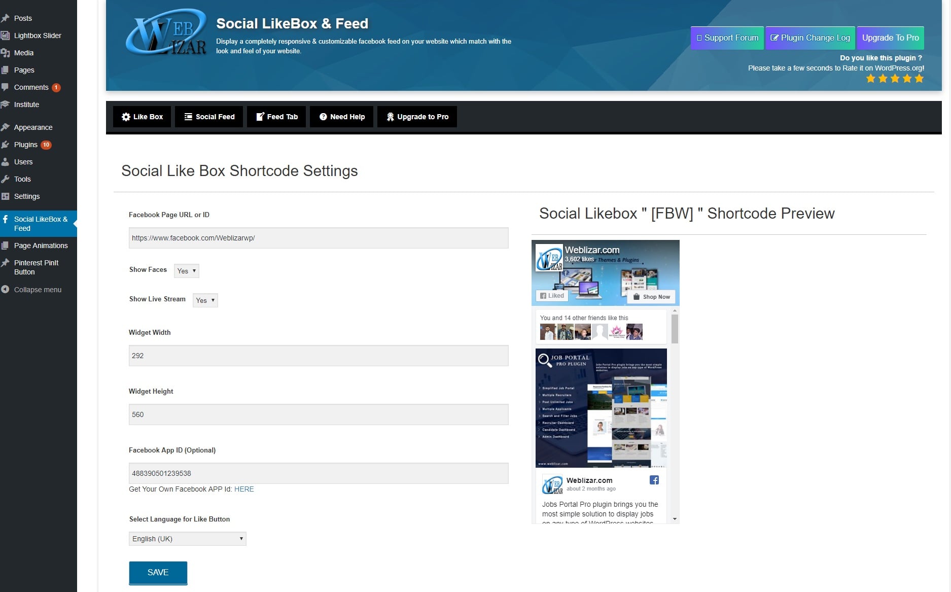 Social LikeBox &amp; Feed