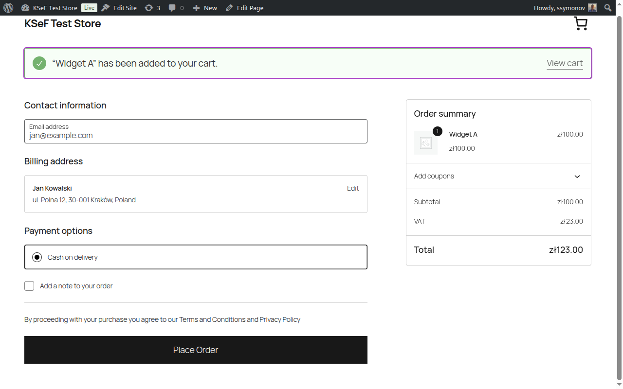 Checkout NIP field — block checkout.