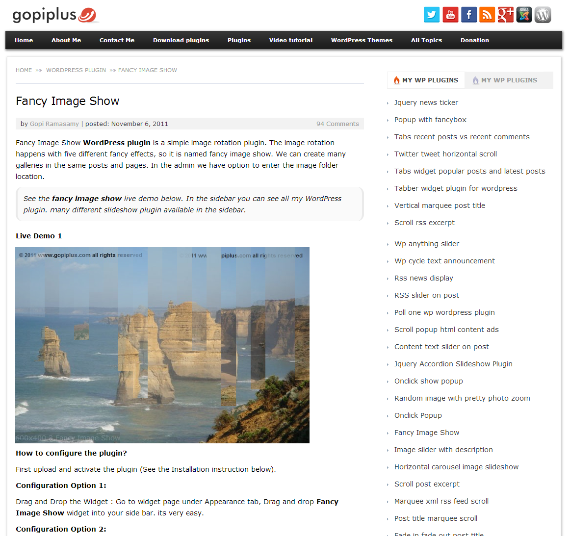 <p>Front Screen. http://www.gopiplus.com/work/2011/11/06/fancy-image-show-wordpress-plugin/</p>
