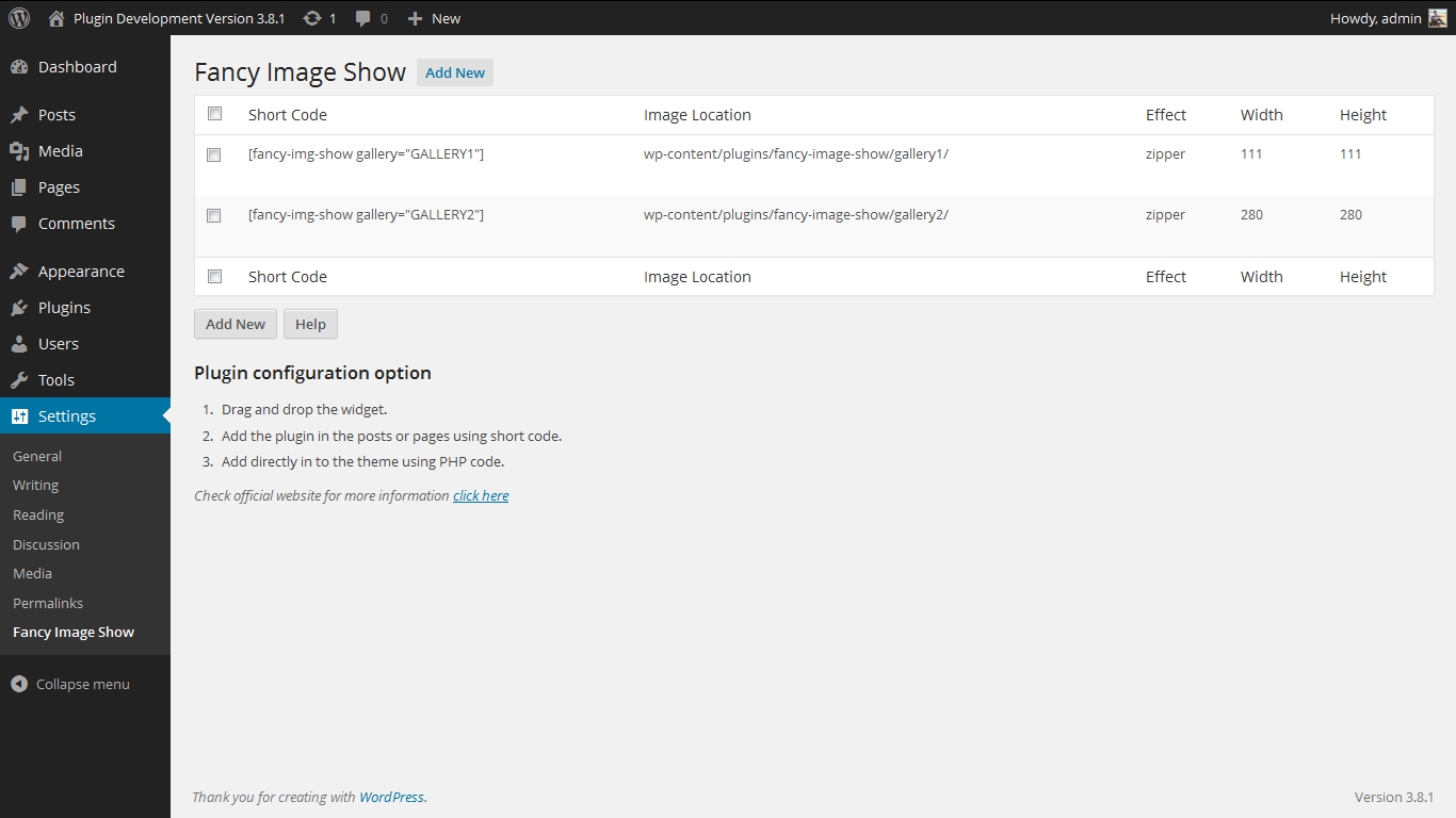 <p>Admin Screen. http://www.gopiplus.com/work/2011/11/06/fancy-image-show-wordpress-plugin/</p>