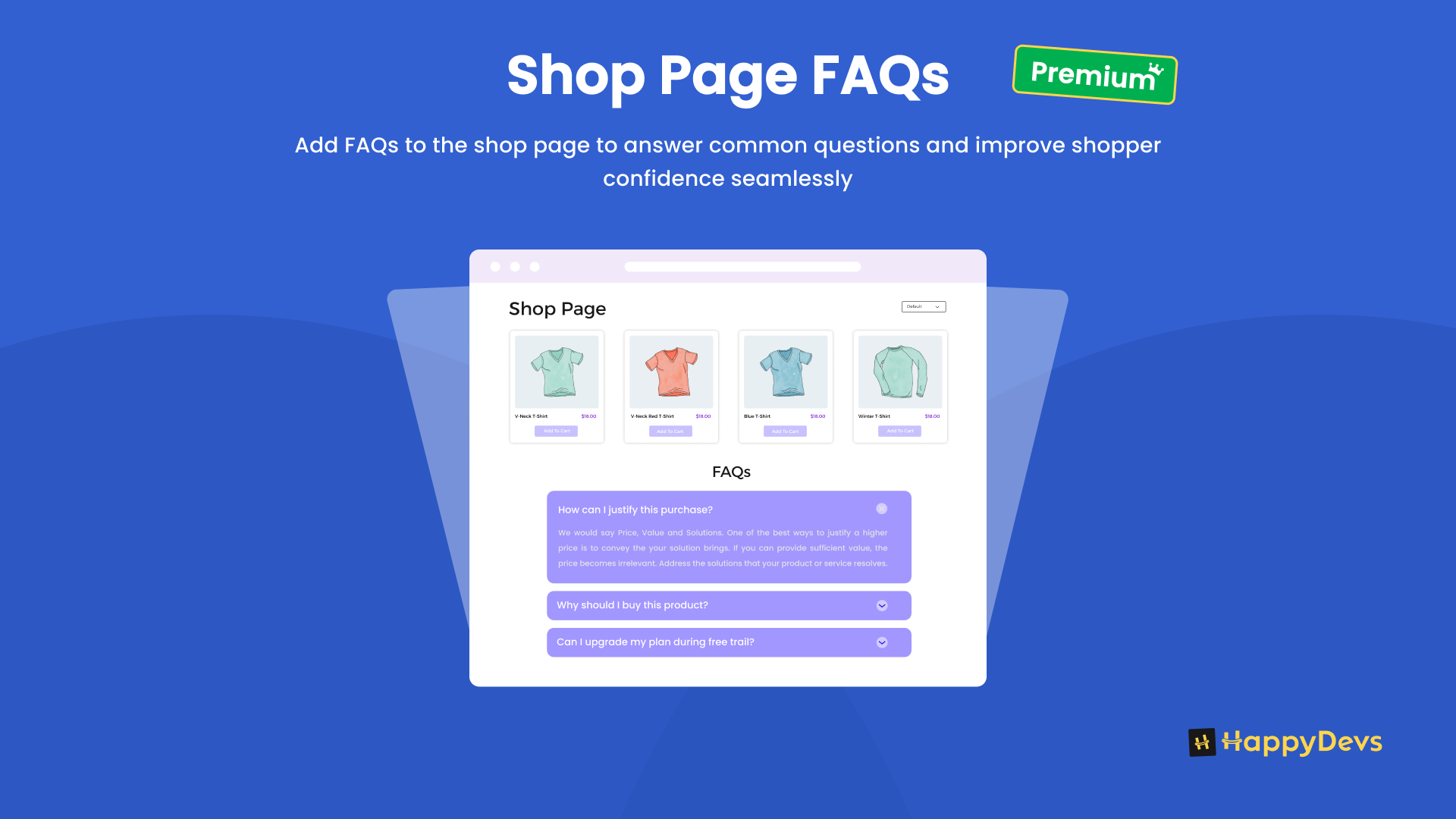 FAQs in Shop Page
