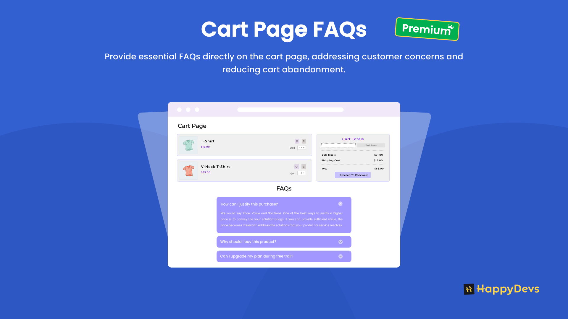 FAQs in Cart Page