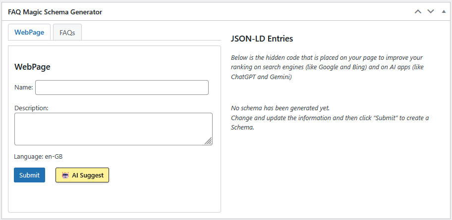 The FAQ Magic meta box in the post editor.