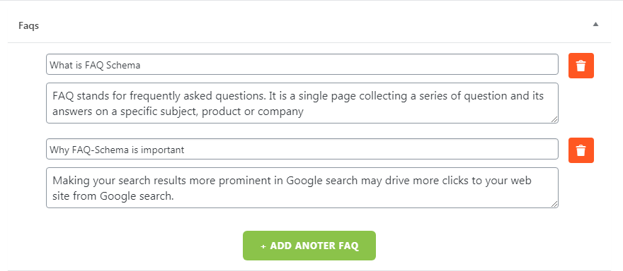 Schema Faqs will be under the create/edit posts/pages