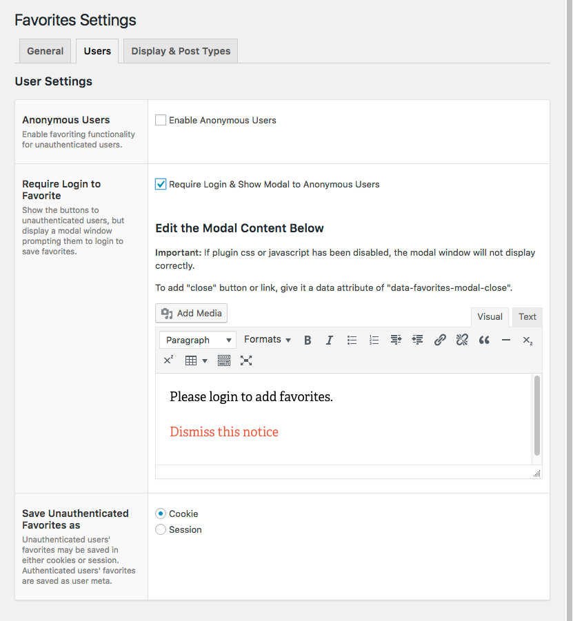 <p>Optionally add a modal authentication gate for unauthenticated users</p>